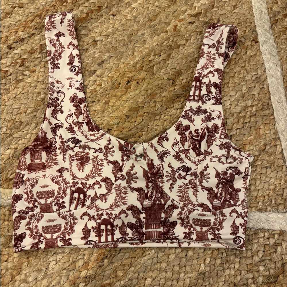 Vintage Style Burgundy and Cream Crop Top